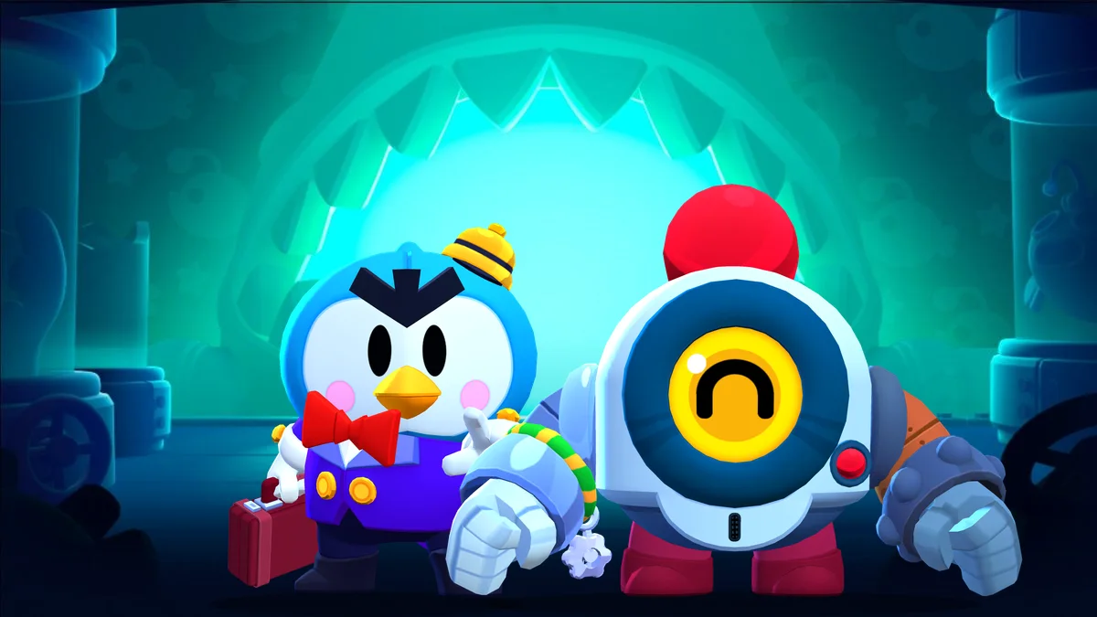 Brawl StarsのKnockoutスタイルアートワークに登場するMr. PとNani