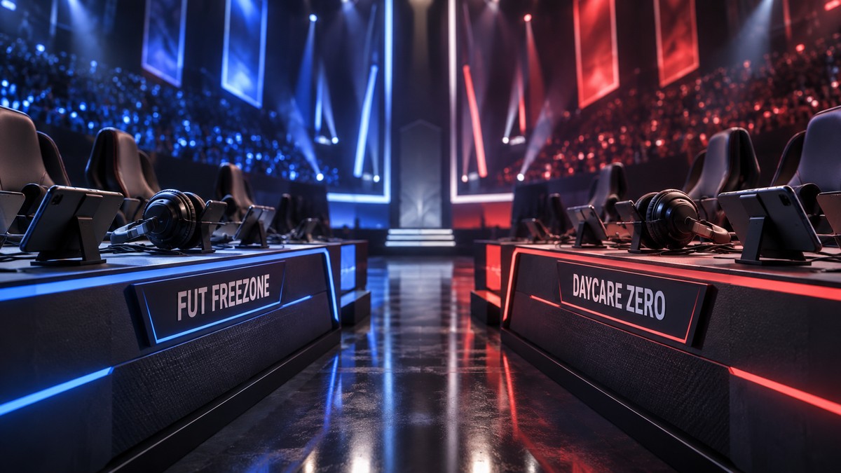 Mobile esports team stations for FUT FreeZone versus Daycare Zero