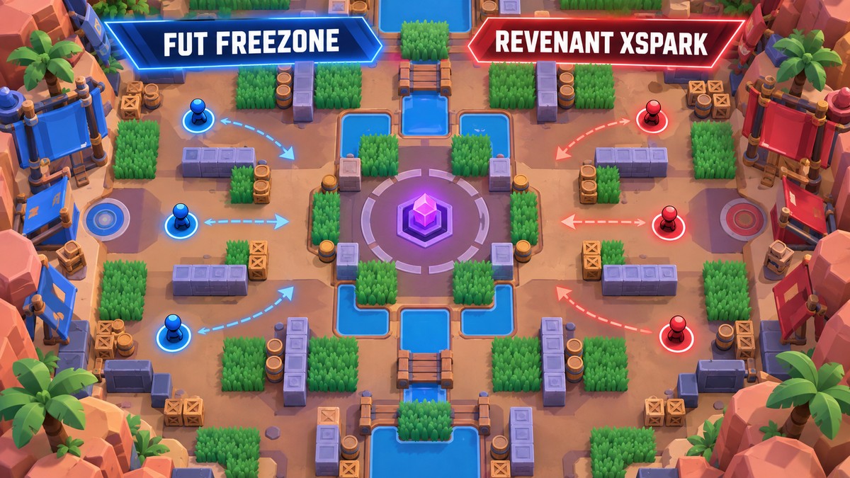 Taktisches Arena-Diagramm für FUT FreeZone gegen Revenant XSpark