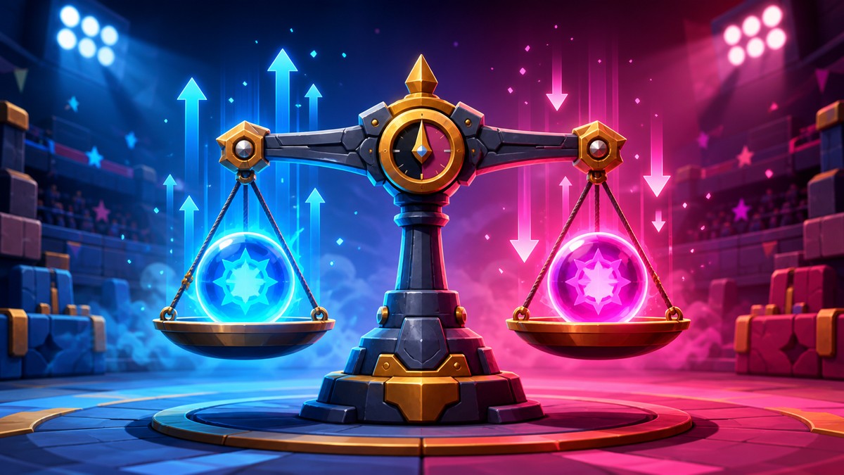 Illustration af Brawl Stars buff- og nerf-balance