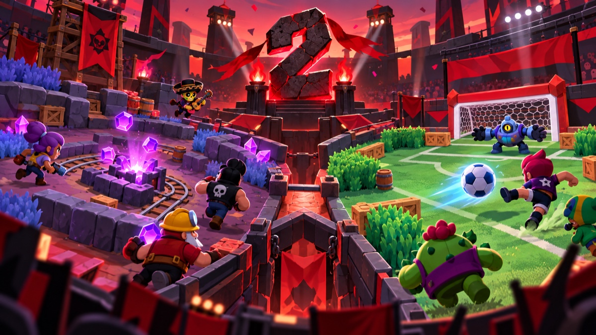 Illustration of Gem Grab and Brawl Ball in the FEAR anniversary mode pool