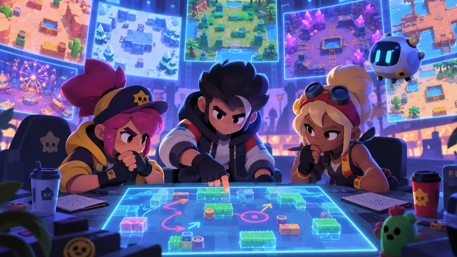 Brawl Stars esports-trio forbereder sig på en finale med tilfældigt udvalgte maps