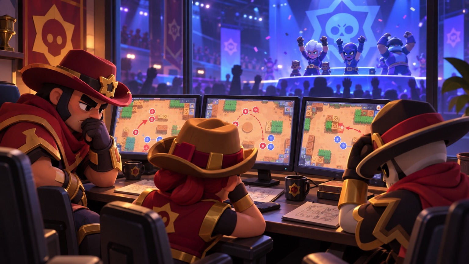 Bounty Hunters reviewing three narrow mode results against GLXY Gaming
