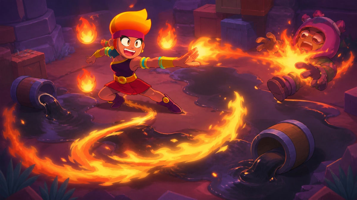 Amber controla una línea con aceite y fuego