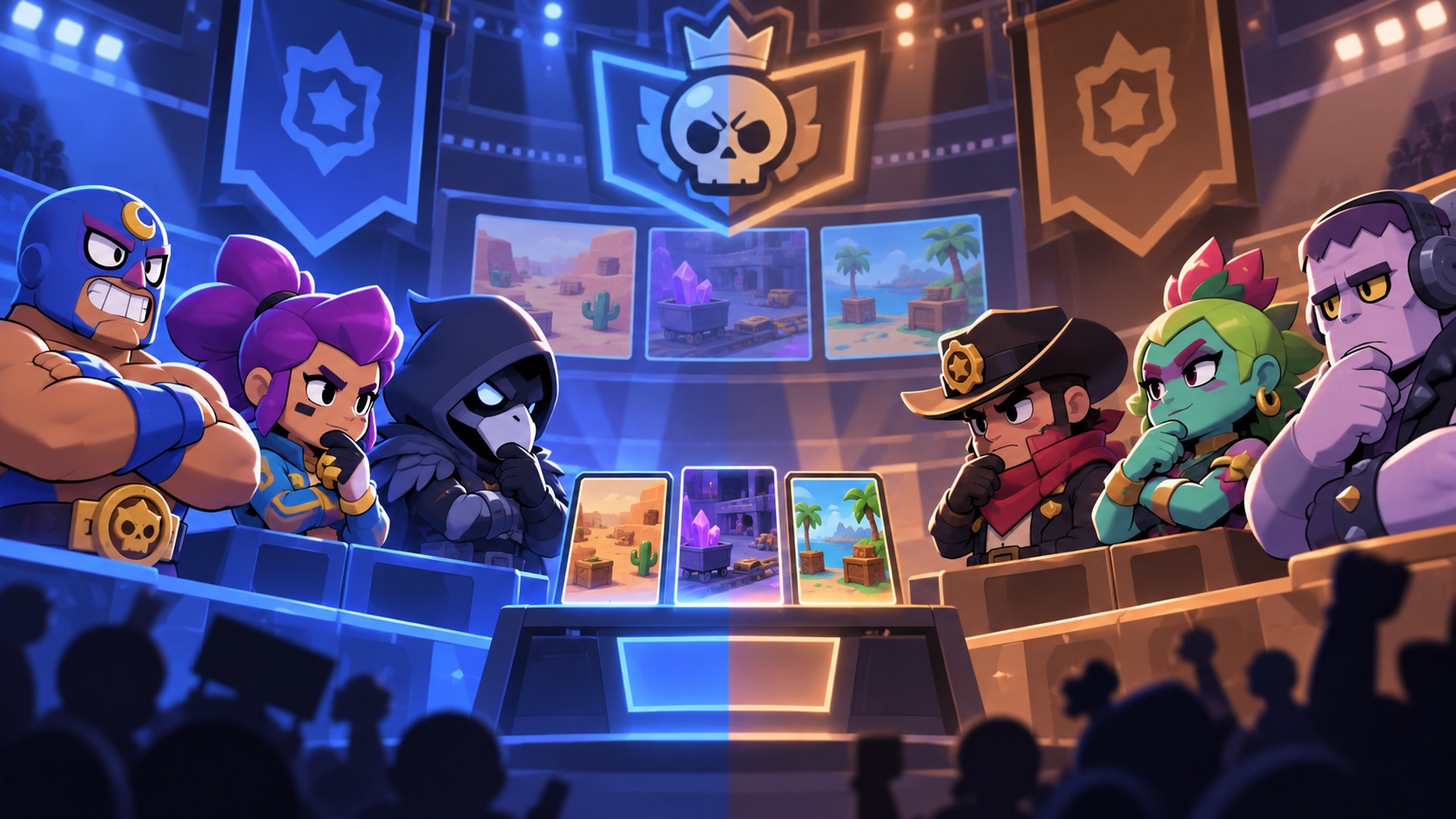 Konzeptillustration eines Drei-gegen-Drei-Power-League-Drafts