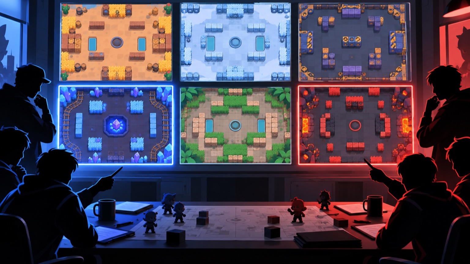 Träningstavla för Brawl Stars med sex lägen, jämnt fördelad mellan SKC EA och ZETA