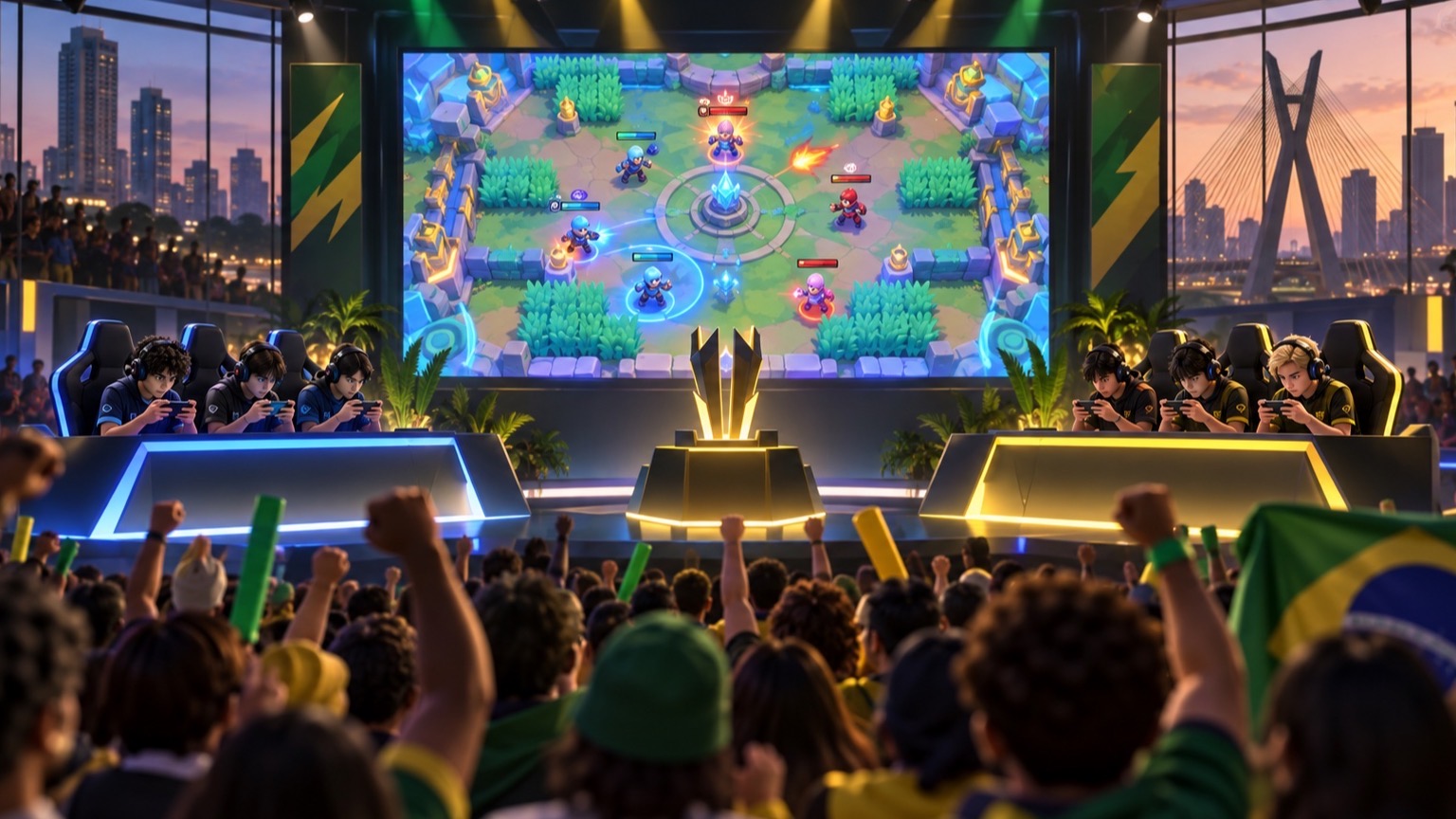 En live-slutspelsfinal i Brawl Stars esports förberedd i São Paulo
