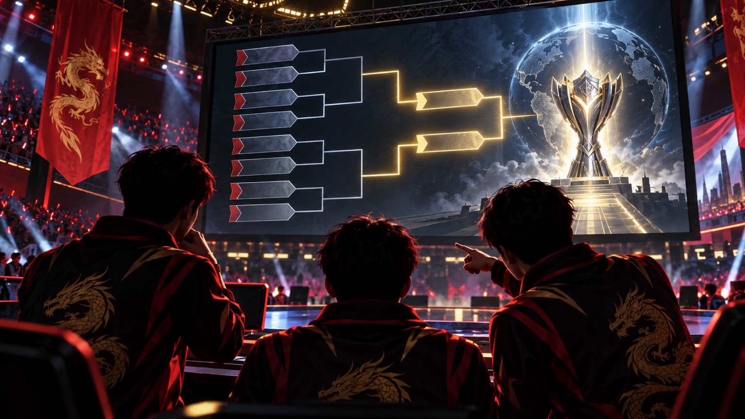 An anonymous Chinese esports trio approaching the Last Chance Qualifier stage