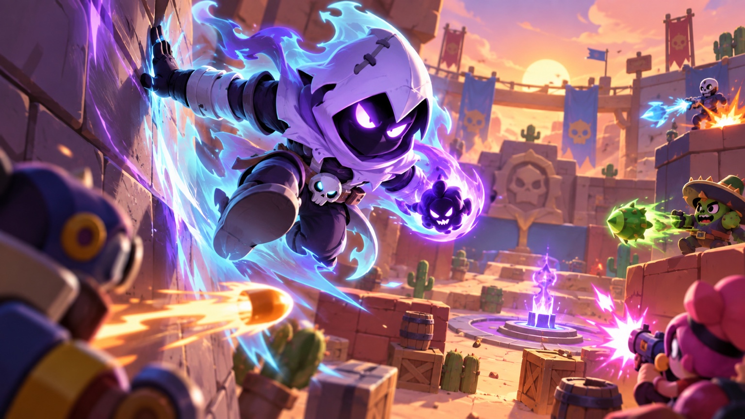 A ghostly wall-walking fighter representing Shade at the top of a creator ranking