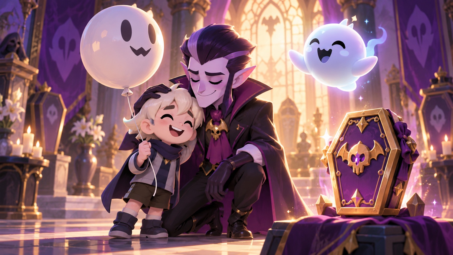 Gus reunited with Mortis beside the Coffin Box reward at the end of the search