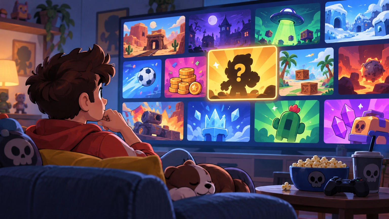 Original illustration of a fan comparing a long feed of mobile game events with favorite gameplay moments