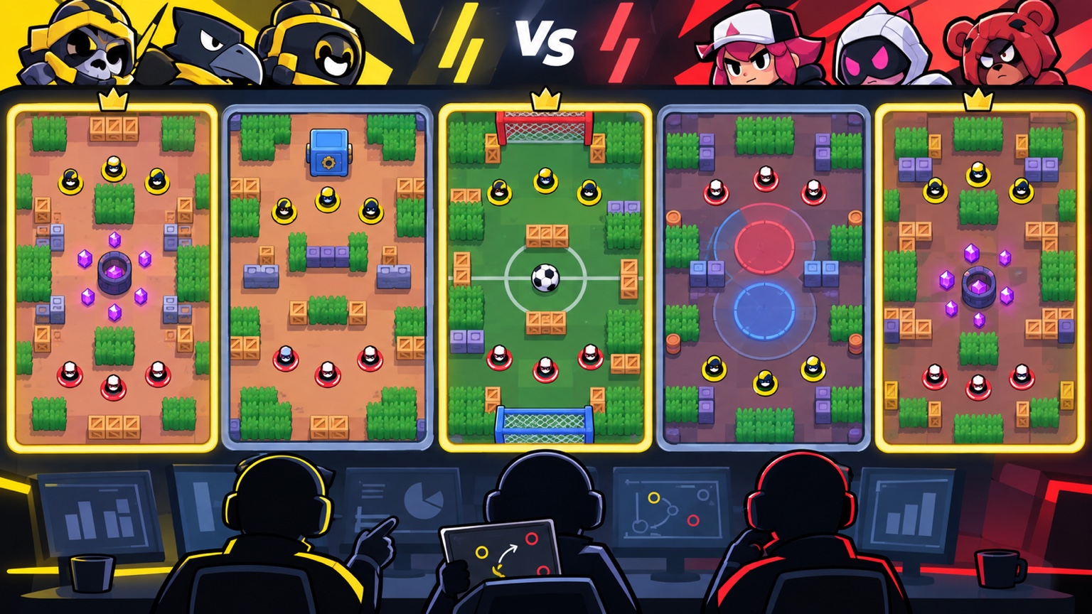 Resultados de NAVI y FUT AC organizados por Bounty, Heist, Hot Zone, Brawl Ball y Gem Grab