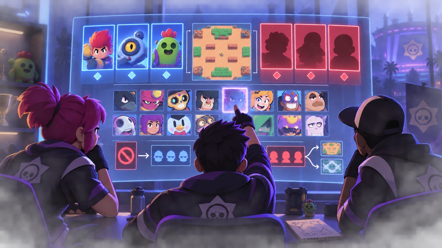 A clear competitive draft room representing tools and choices before a Ranked match