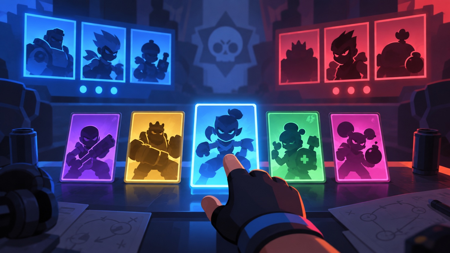 Original illustration of a final ranked pick answering an opposing team composition