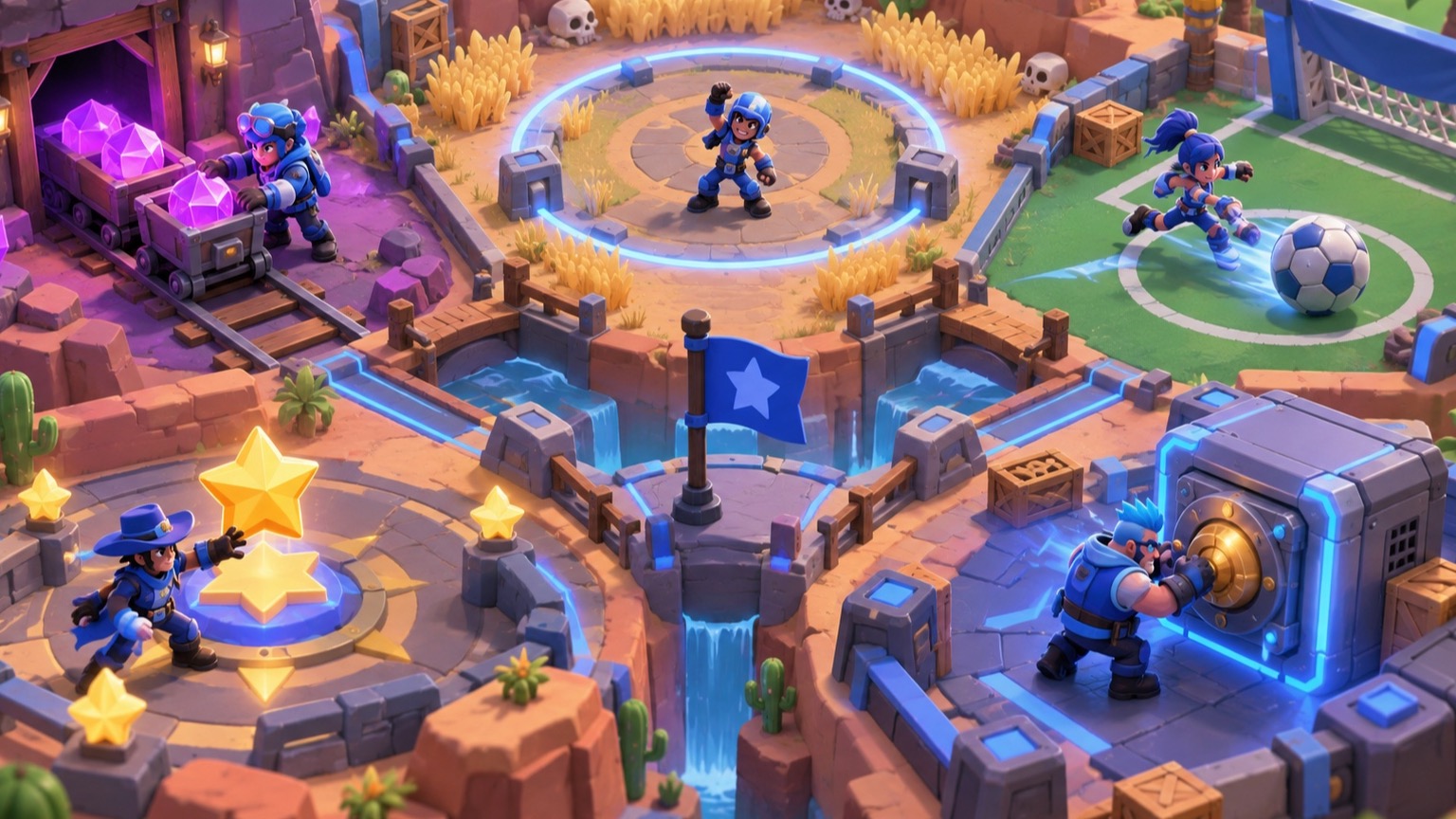 FUT controlling five distinct Brawl Stars modes in a practice session