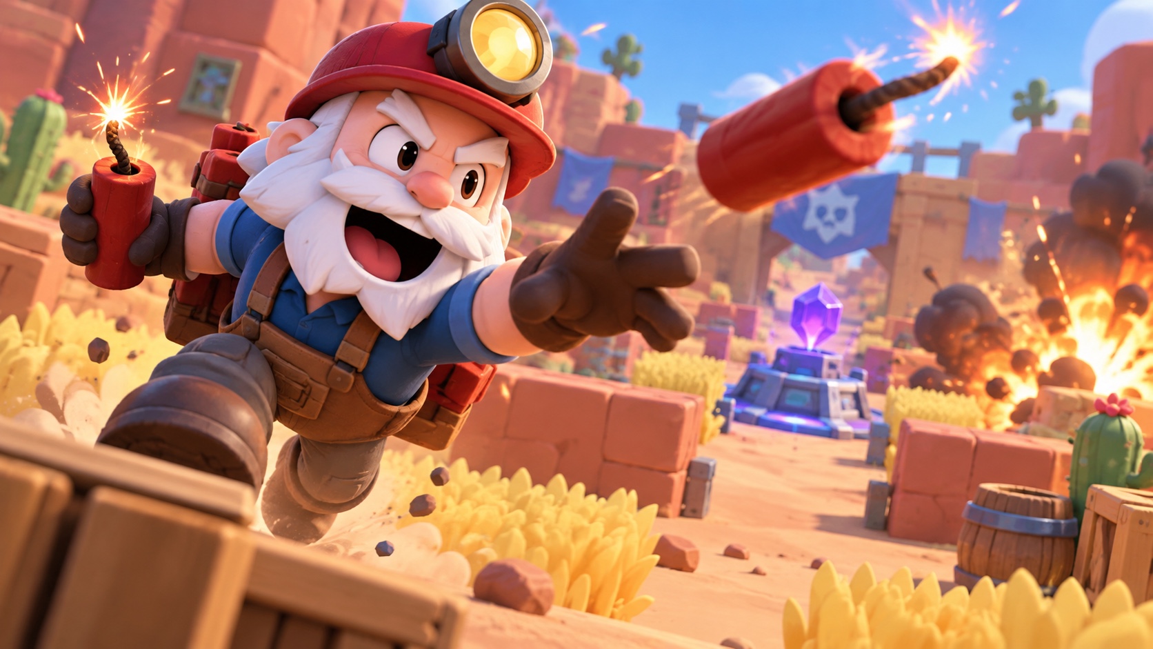 Concept illustration of Dynamike throwing dynamite during a ranked arena match
