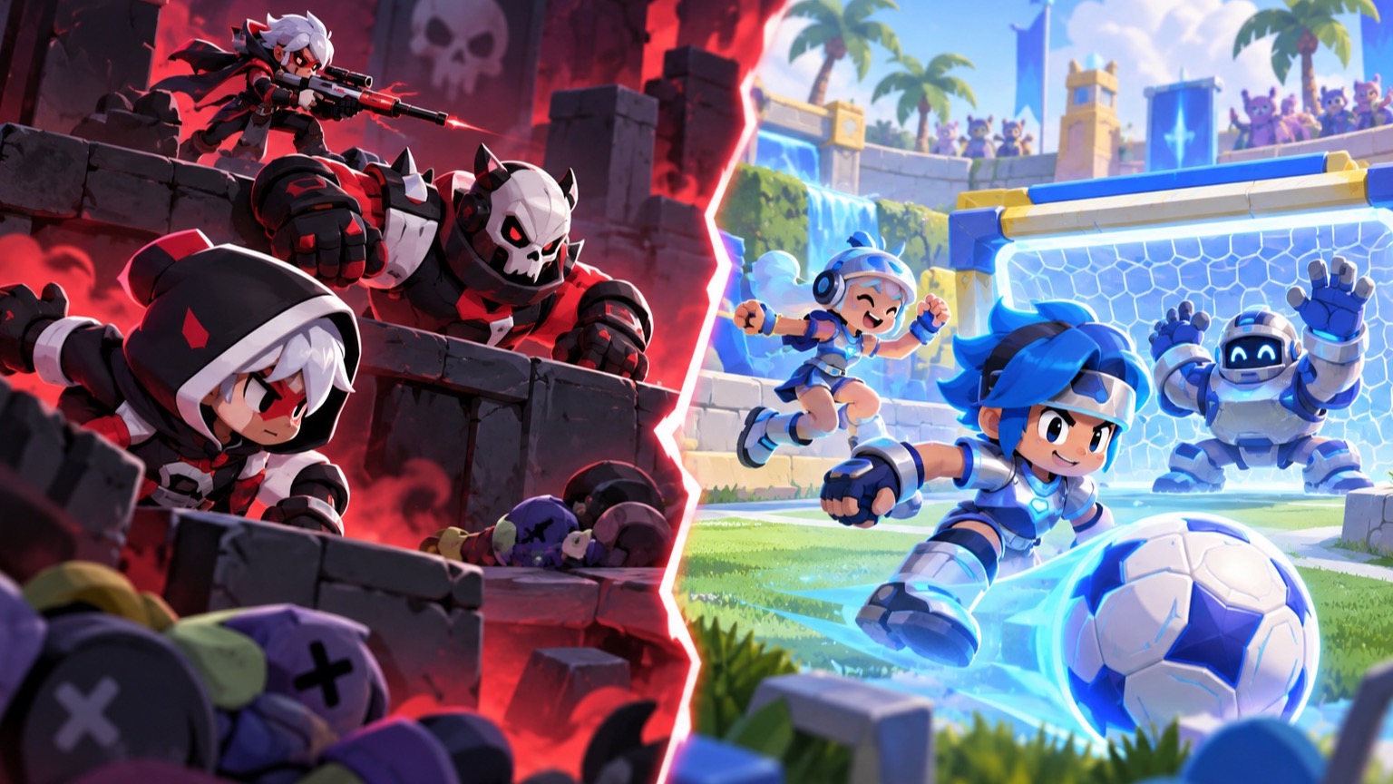 Knockout and Brawl Ball panels showing opposite advantages for ZETA and SKC EA