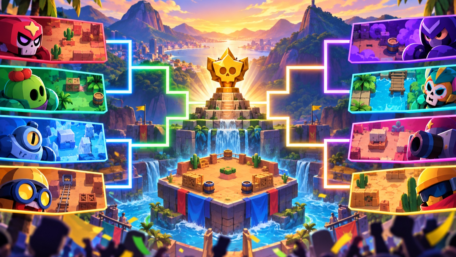 Eight-team Brawl Stars tournament bracket with four quarterfinal matchups