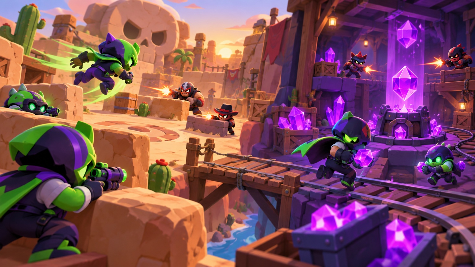 Knockout and Gem Grab arenas showing the two key F/A Bobby advantages
