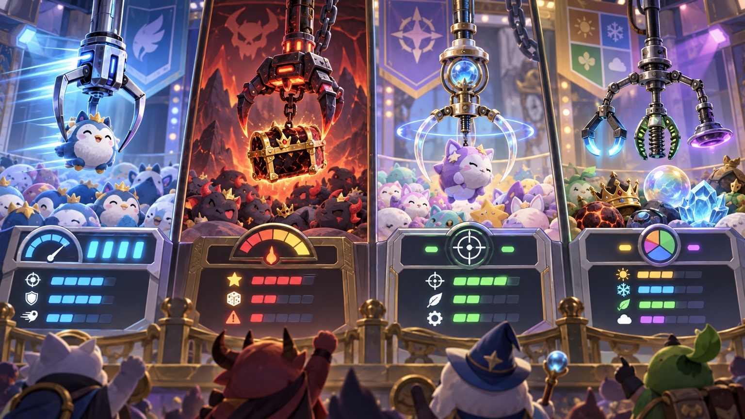 Different Brawl Stars claw machine choices compared by control reward and consistency